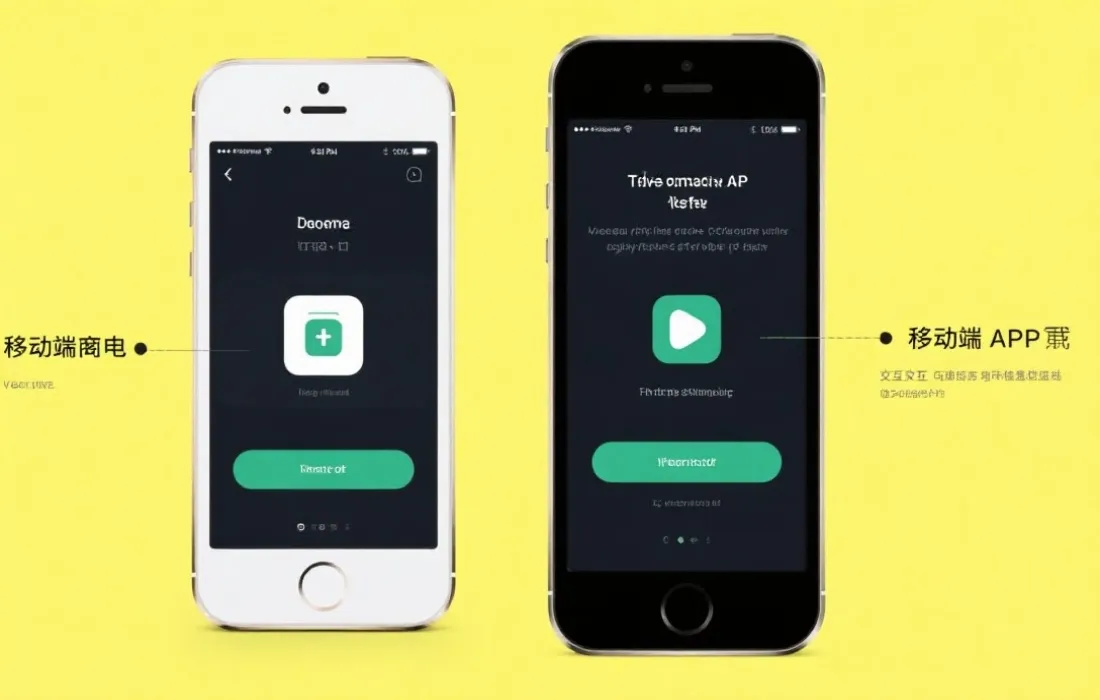 多终端APP下载页面设计风格对比示意